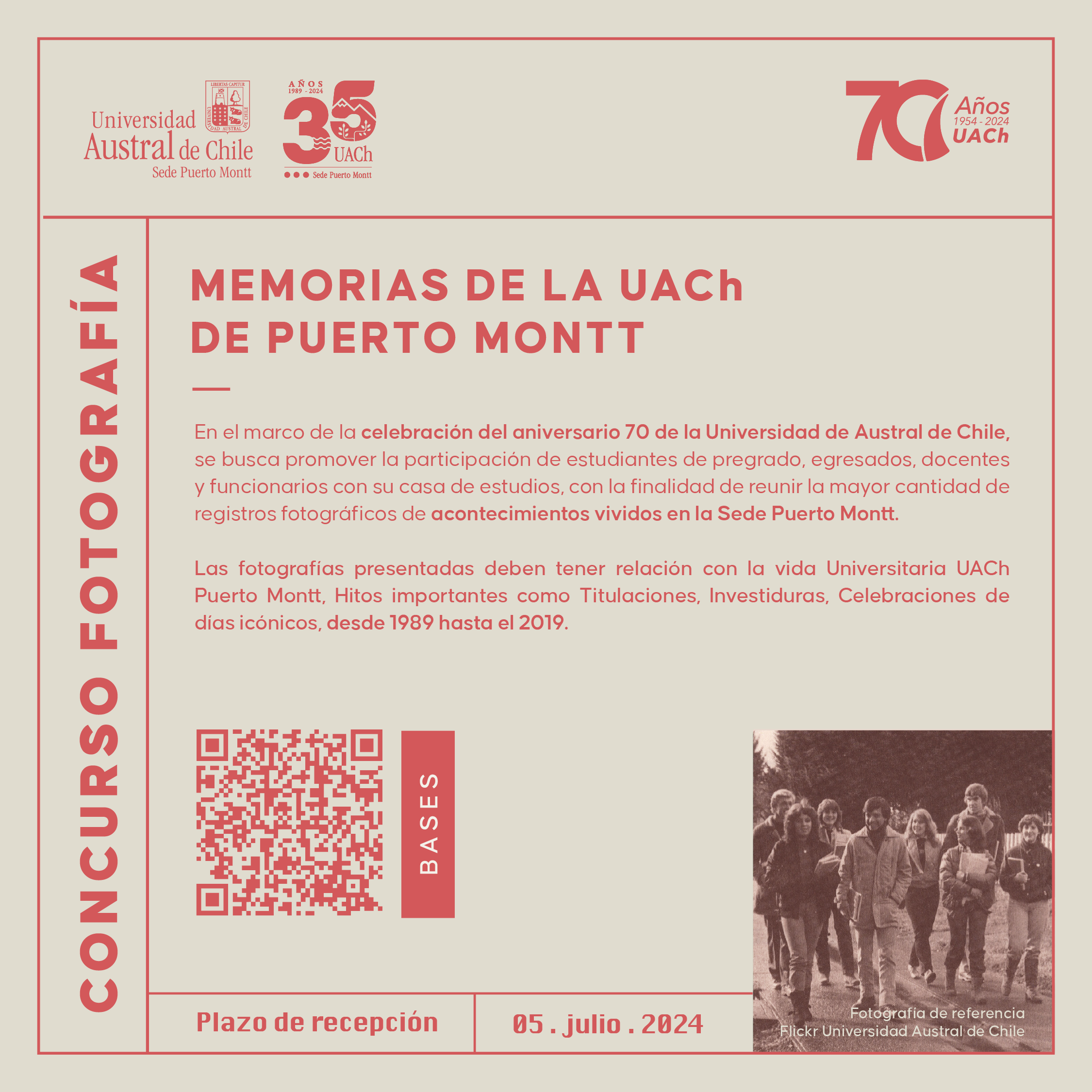 Sede UACh lanza concurso alusivo al 70 aniversario institucional y 35 años de presencia desde Puerto Montt