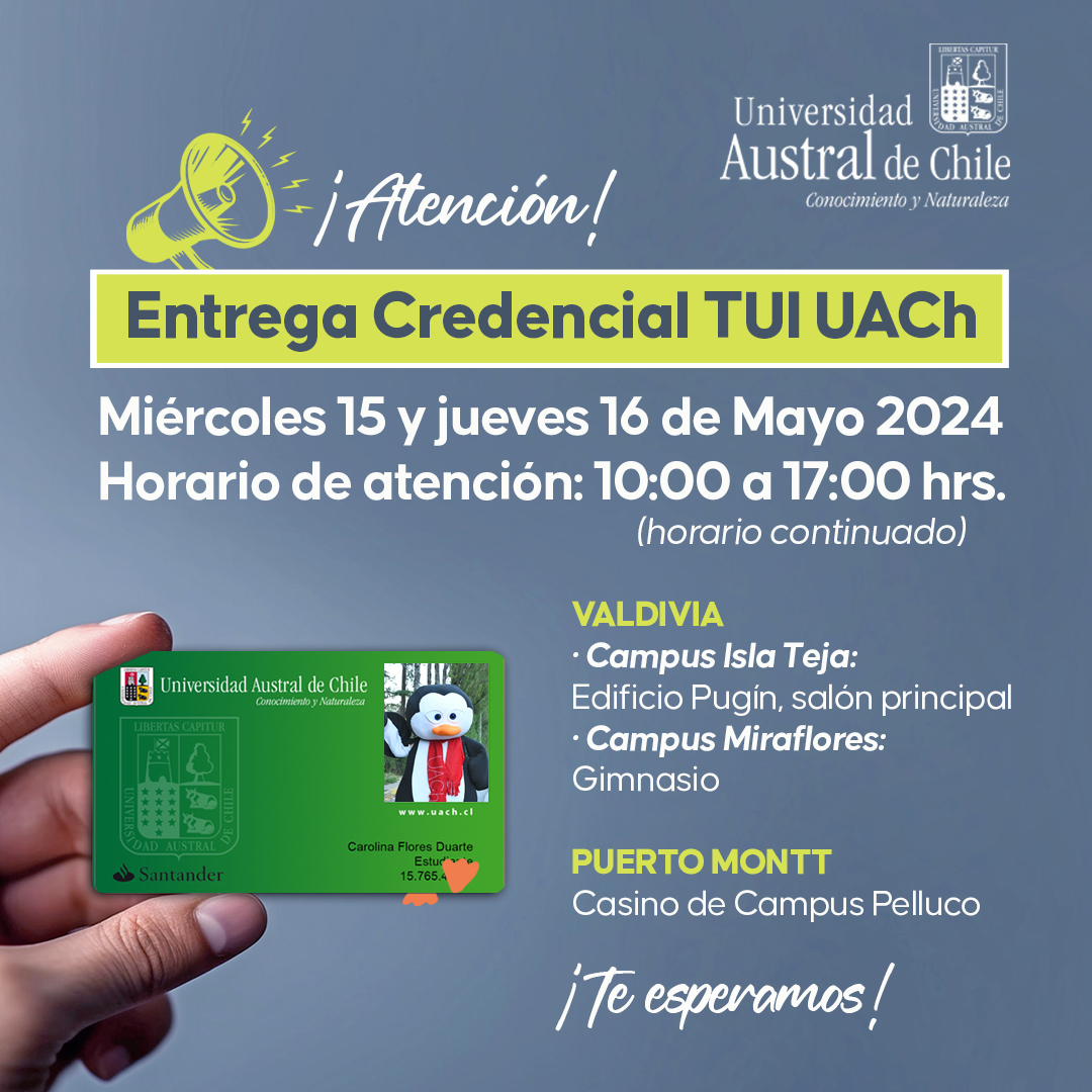 15 y 16 de mayo: Entrega de TUI para nuevos estudiantes en Valdivia y Puerto Montt